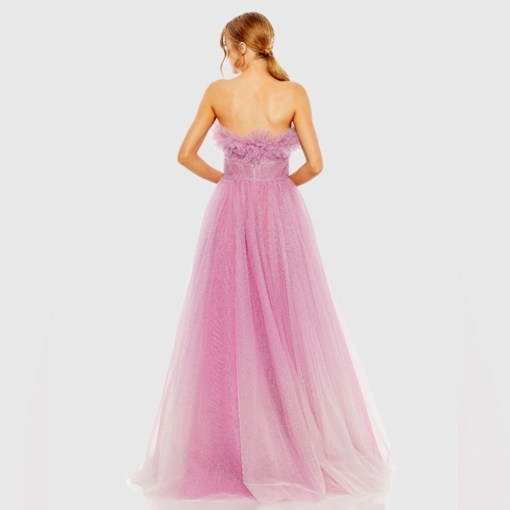 MAC DUGGAL 20555 NWT Strapless Glitter Tulle Gown - Picture 3 of 6